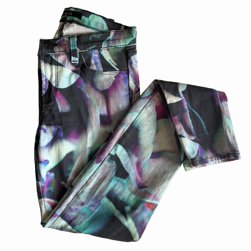 J BRAND Super Skinny Hydra Print Stretch Jeans 26• Whimsigoth Watercolors Moody